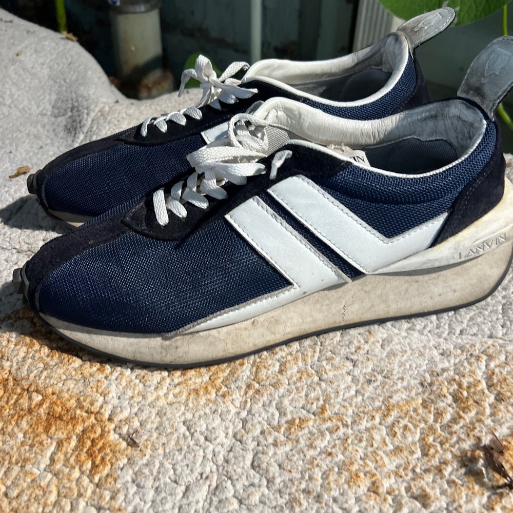 Lanvin Men's Navy and White Sneakers